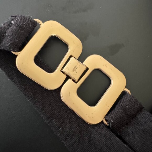 SHEIN Black Off Shoulder T-Shirt Dress with Gold Buckle Strap – Size XL - Picture 3 of 6